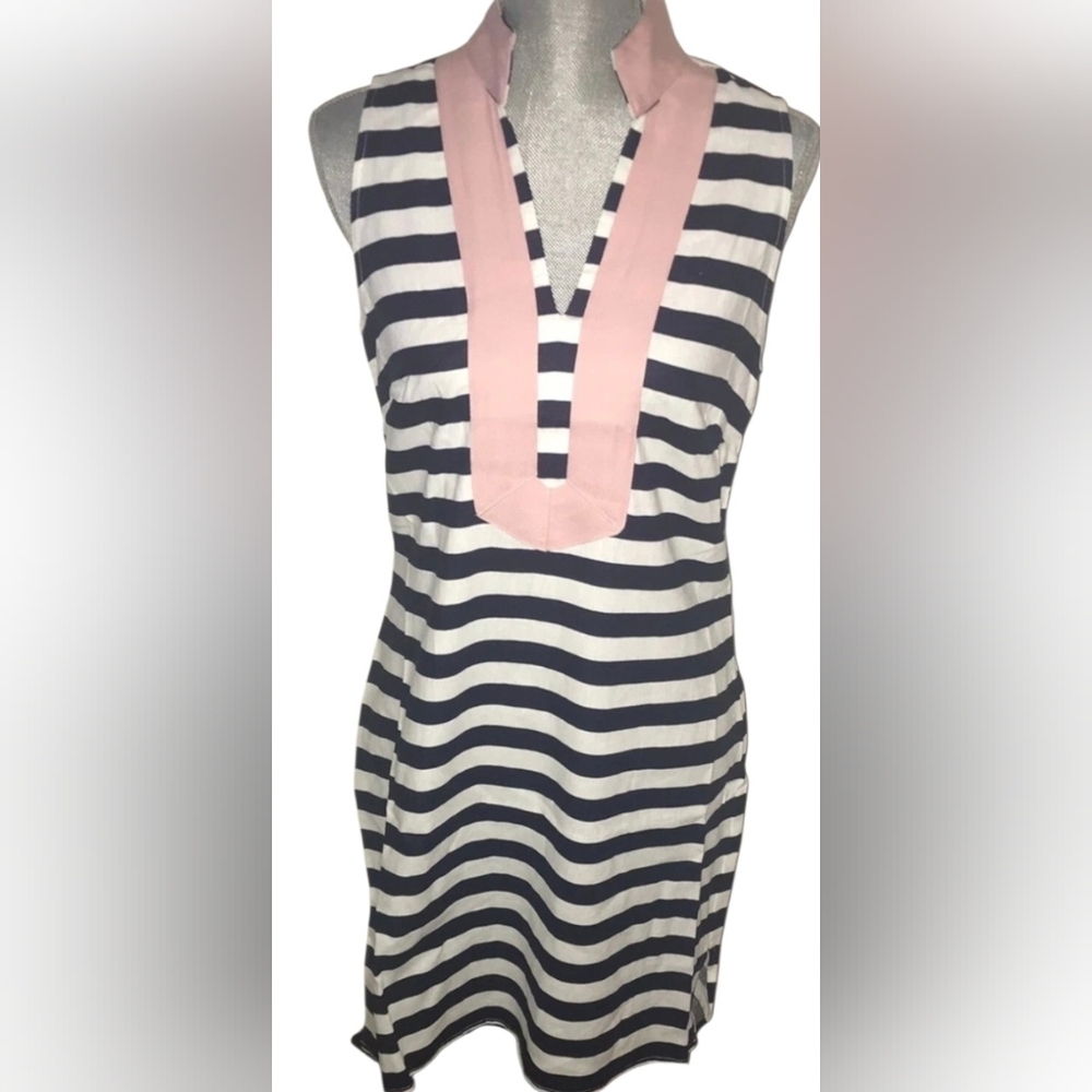Tuckernuck Sail To Sable Striped Sleeveless Top with Pink Accent Small 20 PTP
